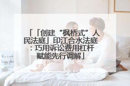 「创建“枫桥式”人民法庭」印江合水法庭：巧用诉讼费用杠杆 赋能先行调解