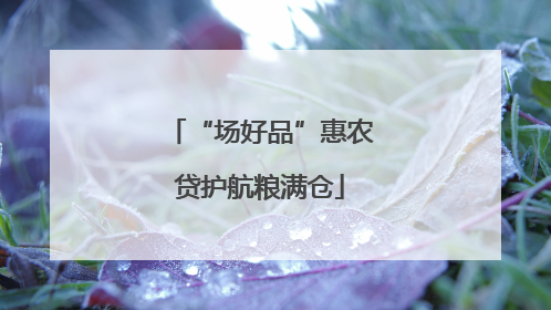 “场好品”惠农贷护航粮满仓
