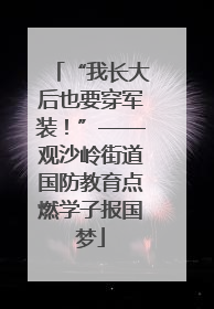 “我长大后也要穿军装！”——观沙岭街道国防教育点燃学子报国梦