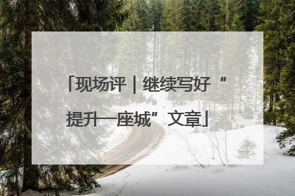 现场评｜继续写好“提升一座城”文章