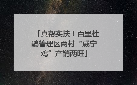 真帮实扶！百里杜鹃管理区两村“威宁鸡”产销两旺