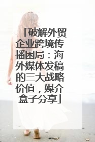 破解外贸企业跨境传播困局：海外媒体发稿的三大战略价值，媒介盒子分享