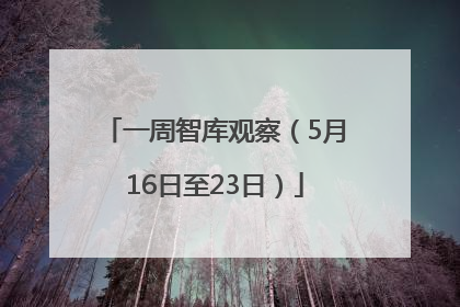 一周智库观察（5月16日至23日）
