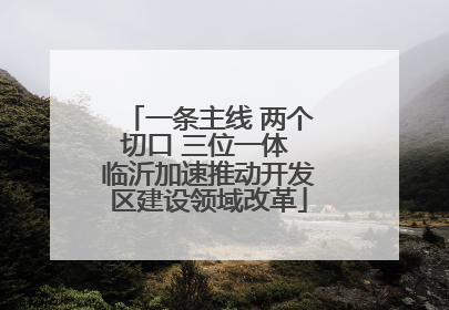 一条主线 两个切口 三位一体 临沂加速推动开发区建设领域改革