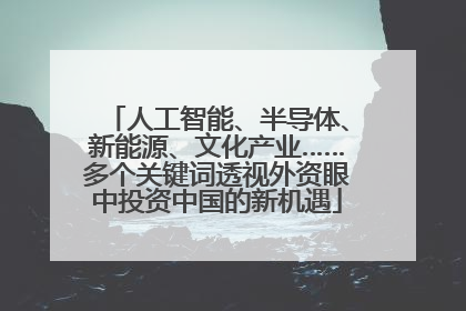 人工智能、半导体、新能源、文化产业……多个关键词透视外资眼中投资中国的新机遇
