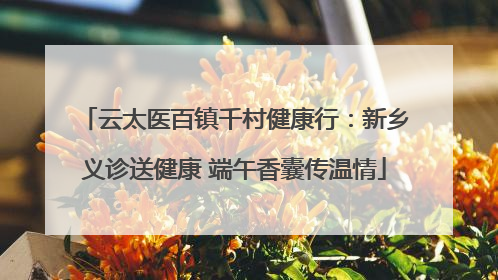 云太医百镇千村健康行：新乡义诊送健康 端午香囊传温情