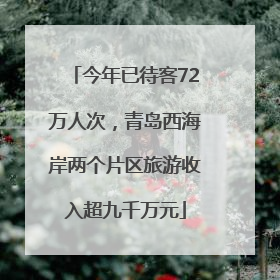 今年已待客72万人次，青岛西海岸两个片区旅游收入超九千万元