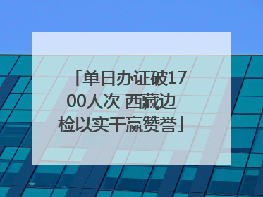 单日办证破1700人次 西藏边检以实干赢赞誉