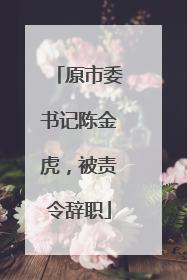 原市委书记陈金虎，被责令辞职