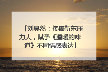 刘昊然：接棒靳东压力大，赋予《温暖的味道》不同情感表达