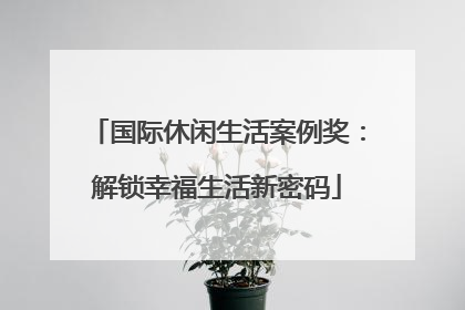 国际休闲生活案例奖：解锁幸福生活新密码