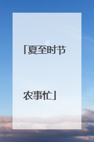 夏至时节农事忙