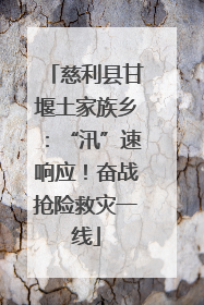 慈利县甘堰土家族乡：“汛”速响应！奋战抢险救灾一线