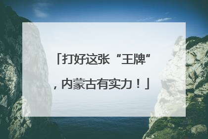 打好这张“王牌”，内蒙古有实力！