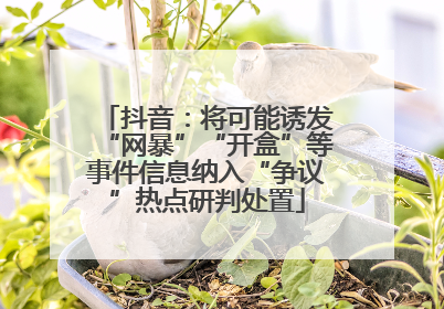 抖音：将可能诱发“网暴”“开盒”等事件信息纳入“争议”热点研判处置