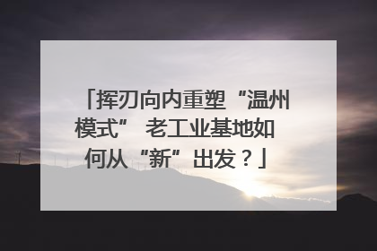 挥刃向内重塑“温州模式” 老工业基地如何从“新”出发？