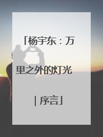 杨宇东：万里之外的灯光｜序言