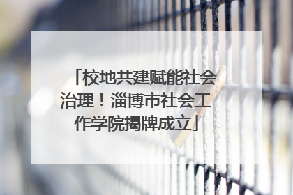 校地共建赋能社会治理！淄博市社会工作学院揭牌成立