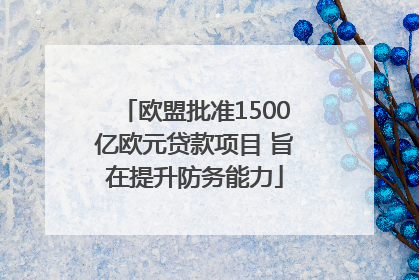 欧盟批准1500亿欧元贷款项目 旨在提升防务能力