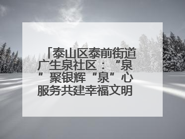 泰山区泰前街道广生泉社区：“泉”聚银辉“泉”心服务共建幸福文明和谐家园