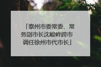 泰州市委常委、常务副市长沈峻峰跨市调任徐州市代市长