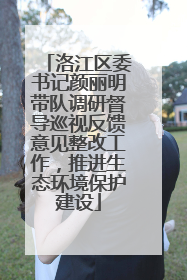 洛江区委书记颜丽明带队调研督导巡视反馈意见整改工作，推进生态环境保护建设