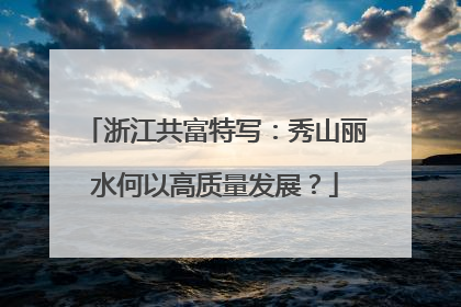 浙江共富特写：秀山丽水何以高质量发展？