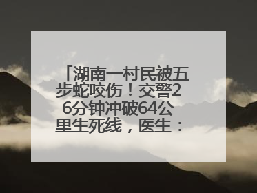 湖南一村民被五步蛇咬伤！交警26分钟冲破64公里生死线，医生：再晚20分钟或将呼吸肌麻痹