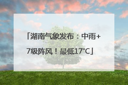 湖南气象发布：中雨+7级阵风！最低17℃