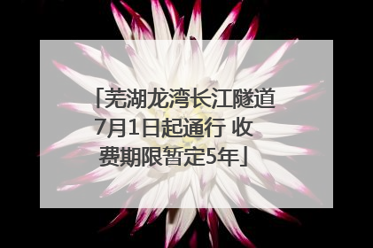 芜湖龙湾长江隧道7月1日起通行 收费期限暂定5年