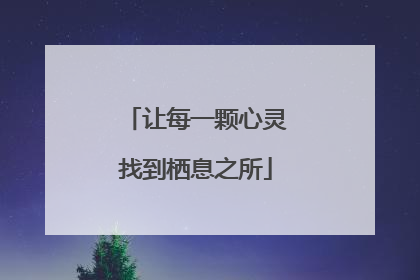 让每一颗心灵找到栖息之所