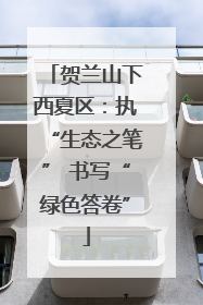 贺兰山下西夏区：执“生态之笔” 书写“绿色答卷”