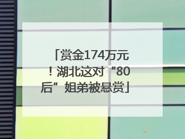赏金174万元！湖北这对“80后”姐弟被悬赏