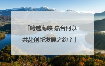 跨越海峡 嘉台何以共赴创新发展之约？