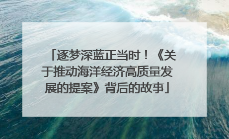 逐梦深蓝正当时！《关于推动海洋经济高质量发展的提案》背后的故事