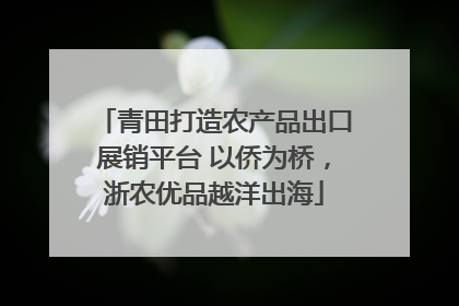 青田打造农产品出口展销平台 以侨为桥，浙农优品越洋出海