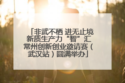 非武不栖 进无止境 新质生产力“智”汇常州创新创业邀请赛（武汉站）圆满举办