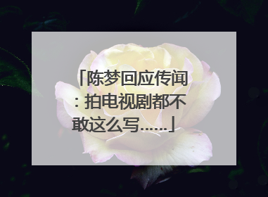 陈梦回应传闻：拍电视剧都不敢这么写……