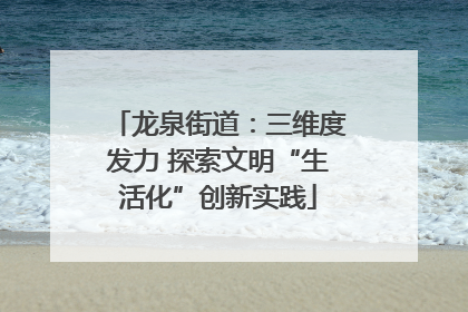 龙泉街道：三维度发力 探索文明“生活化”创新实践