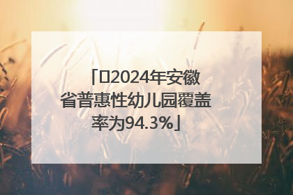 ﻿2024年安徽省普惠性幼儿园覆盖率为94.3%