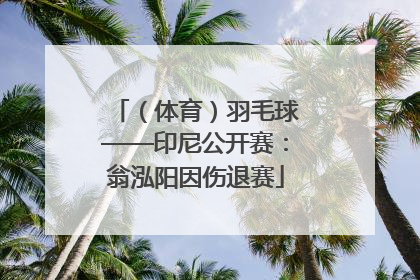 （体育）羽毛球——印尼公开赛：翁泓阳因伤退赛