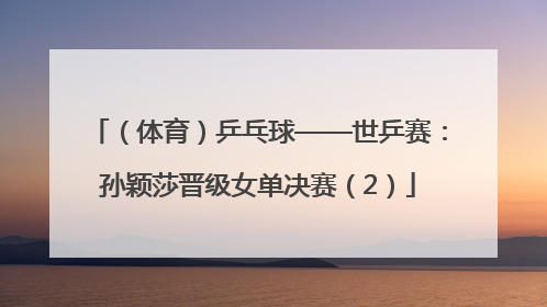 （体育）乒乓球——世乒赛：孙颖莎晋级女单决赛（2）
