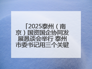 2025泰州（南京）国资国企协同发展恳谈会举行 泰州市委书记用三个关键词推介泰州